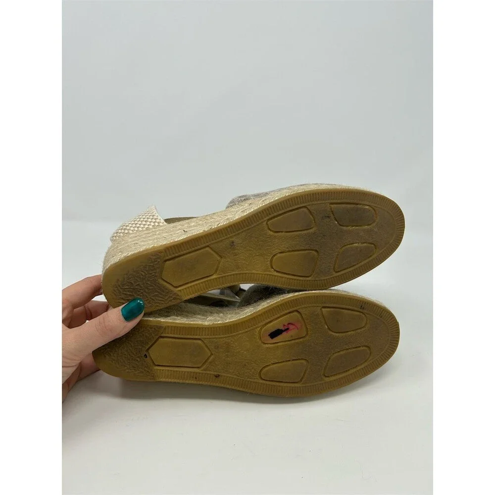Viscata Barcelona Womens Espadrille Wedge Heels Beige Lace Up Almond Toe Size 40